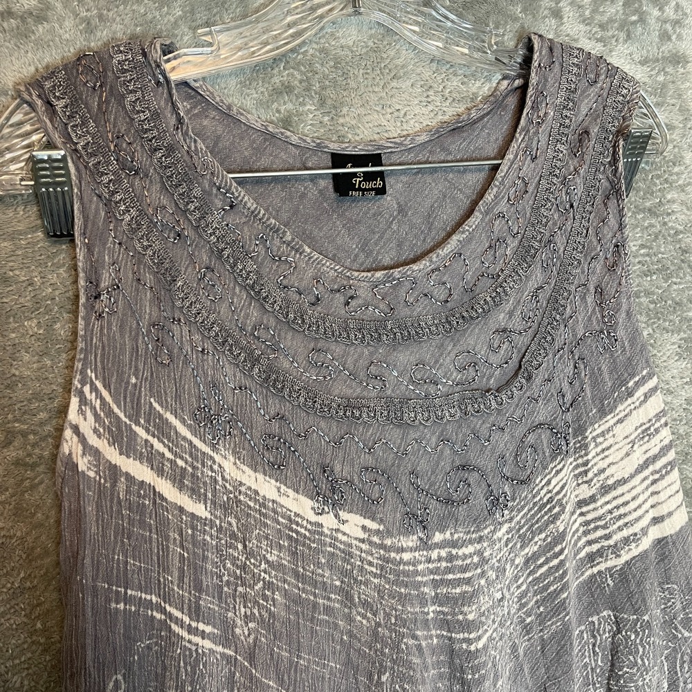 Womens Trapeze Rayon Midi Dress OS Boho Hippie Indie Artsy Flowy‎ Oversized Gray